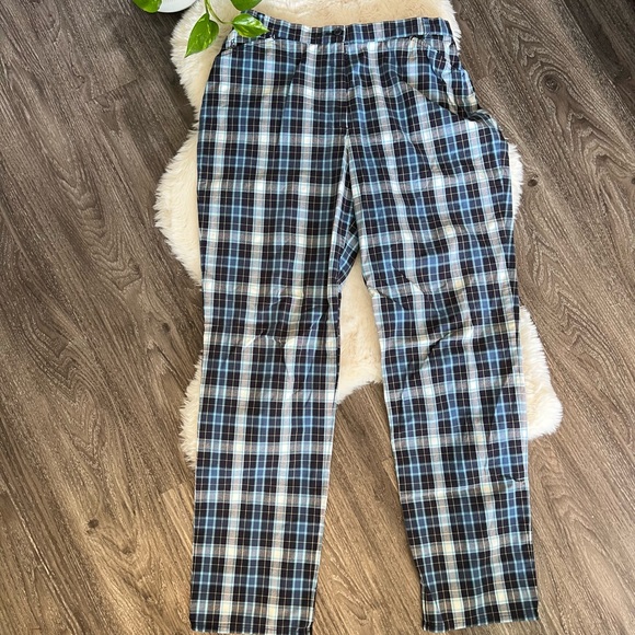 Blue & White Plaid Pants - Picture 2 of 5